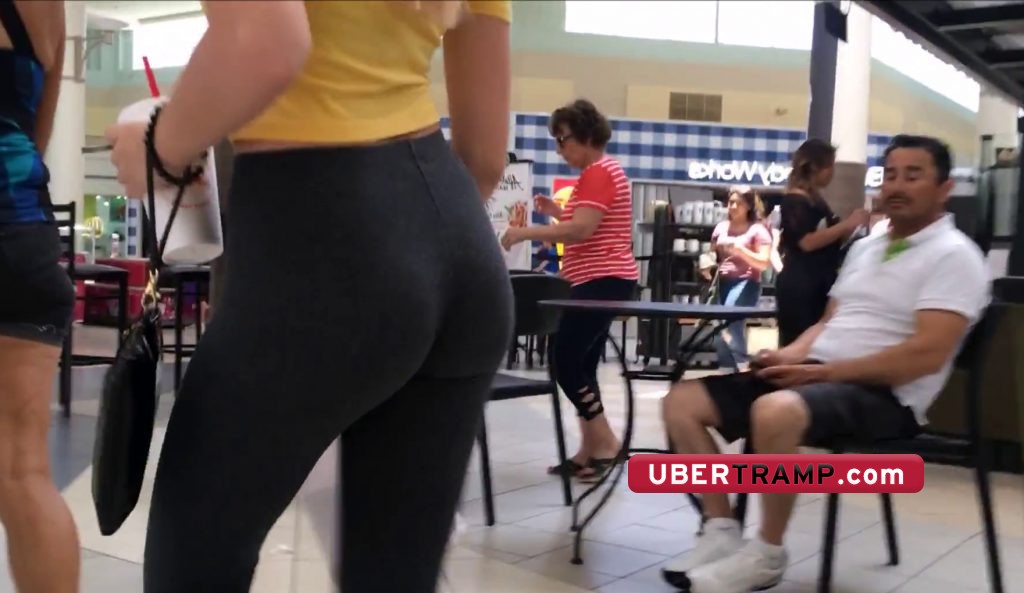 Older man checks out hot teen girl's ass in tights